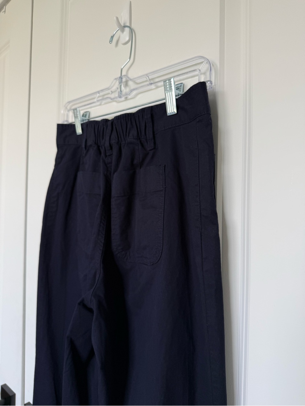 NWT Free Assembly Navy Wide Leg Pants XS High Rise Stretch Utility Trousers - Picture 5 of 6